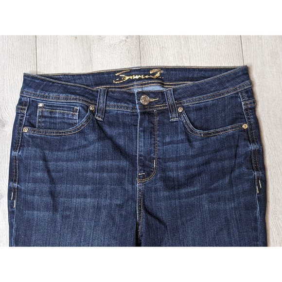 Womens SEVEN 7 Madison Skinny Dark Blue Denim  Jeans  Sz 8 Embellished - Picture 2 of 9